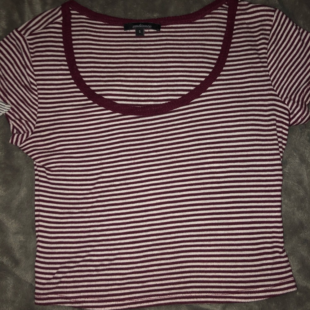 Maroon and white crop top